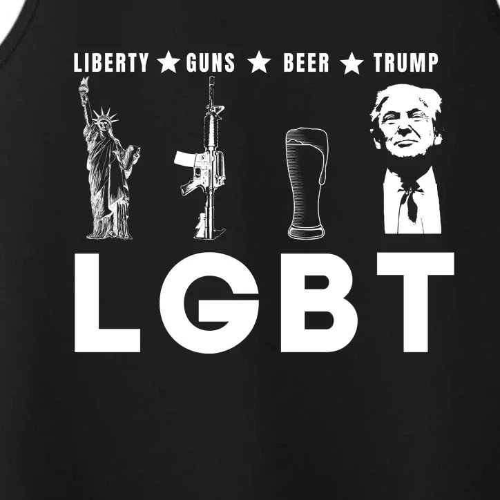 Liberty Guns Beer Trump Funny Trump Lgbt 4th Of July Usa Flag Lgbt Parody Performance Tank