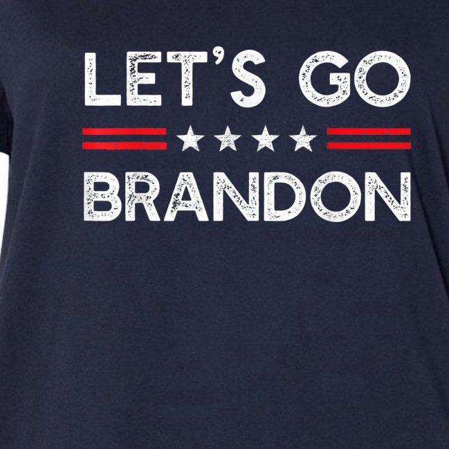 Let’s Go Brandon Conservative US Flag Gift Women's V-Neck Plus Size T-Shirt