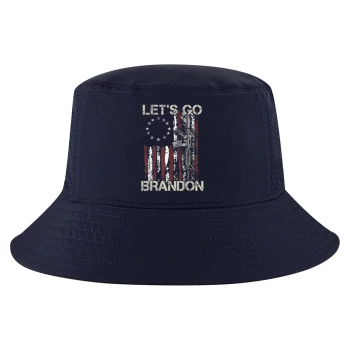 Lets Go Brandon Gun American Flag Patriots Let's Go Brandon Cool Comfort Performance Bucket Hat