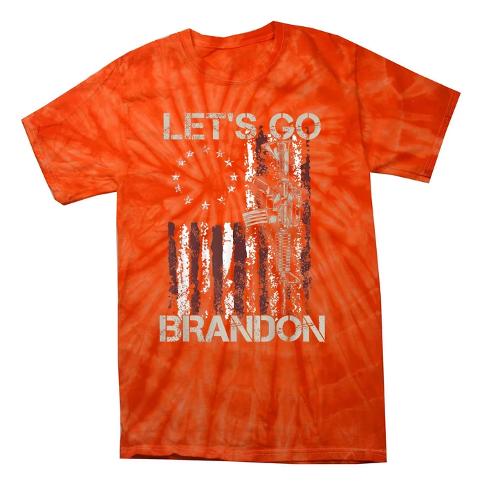 Lets Go Brandon Gun American Flag Patriots Let's Go Brandon Tie-Dye T-Shirt