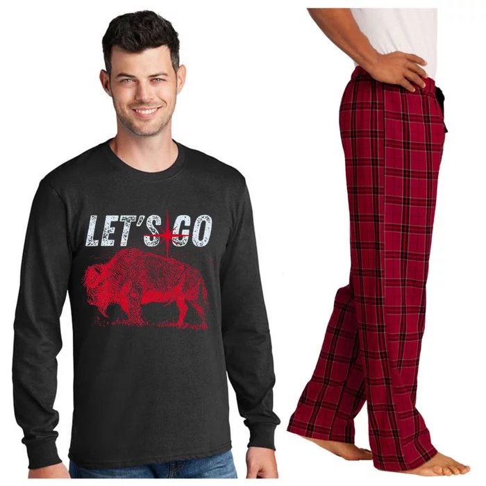 LetS Go Buffalo New York Wny Bflo Vintage Football Long Sleeve Pajama Set