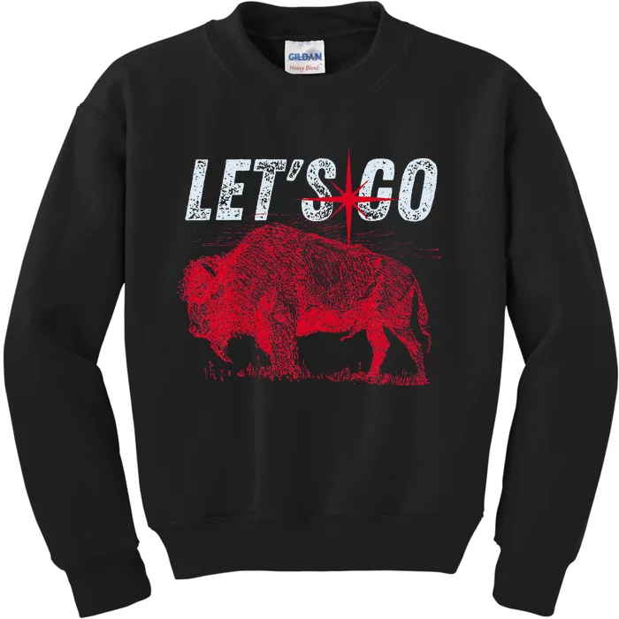 LetS Go Buffalo New York Wny Bflo Vintage Football Kids Sweatshirt