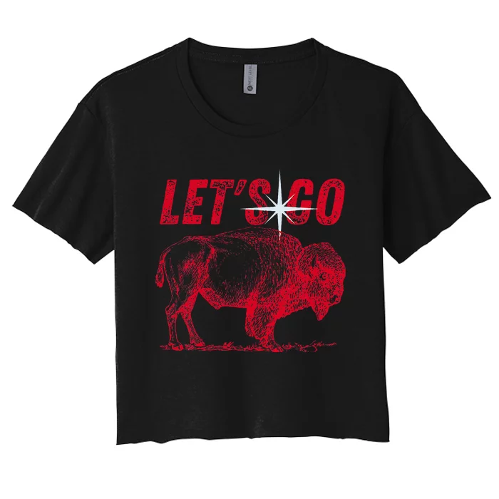 LetS Go Buffalo New York Wny Bflo Vintage Football Women's Crop Top Tee