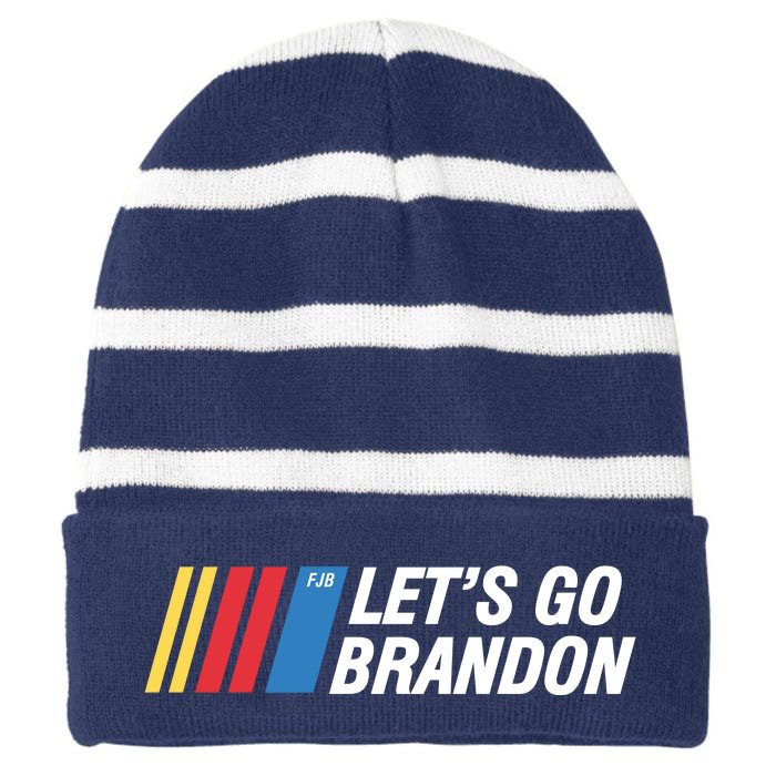 Let's Go Brandon Gear Front & Back Striped Beanie with Solid Band