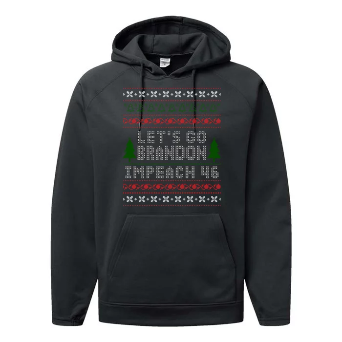 Let''s Go Brandon Impeach 46 Anti Biden Chant Ugly Christmas Performance Fleece Hoodie