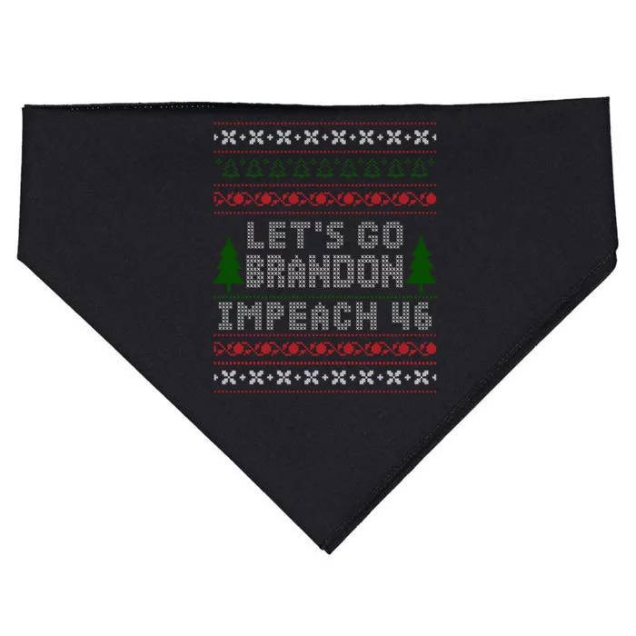 Let''s Go Brandon Impeach 46 Anti Biden Chant Ugly Christmas USA-Made Doggie Bandana