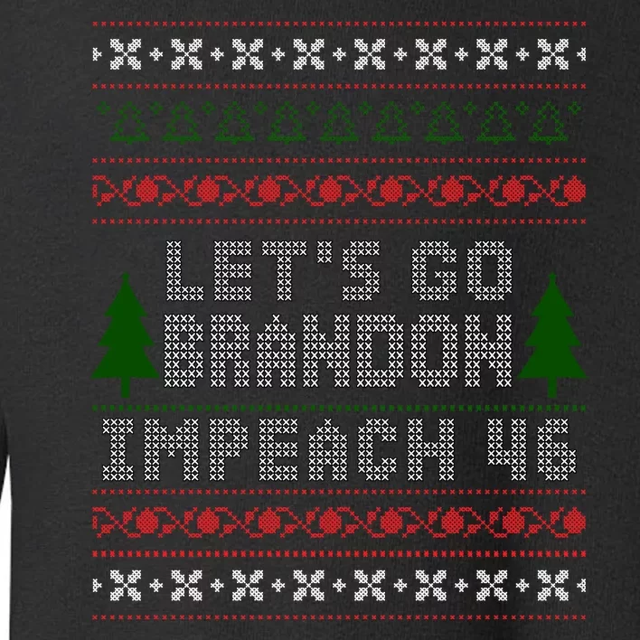 Let''s Go Brandon Impeach 46 Anti Biden Chant Ugly Christmas Toddler Sweatshirt