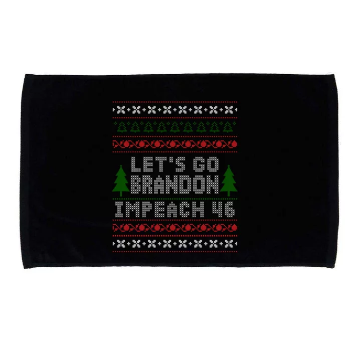 Let''s Go Brandon Impeach 46 Anti Biden Chant Ugly Christmas Microfiber Hand Towel