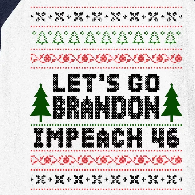 Let''s Go Brandon Impeach 46 Anti Biden Chant Ugly Christmas Baseball Sleeve Shirt