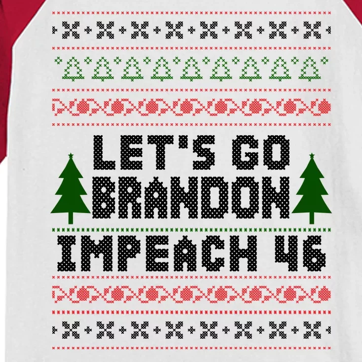 Let''s Go Brandon Impeach 46 Anti Biden Chant Ugly Christmas Kids Colorblock Raglan Jersey