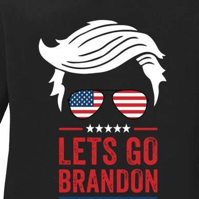 Lets Go Brandon, Let Go Brandon, Fjb, American Flag, Meme, Brandon Biden, Anti Biden Ladies Missy Fit Long Sleeve Shirt