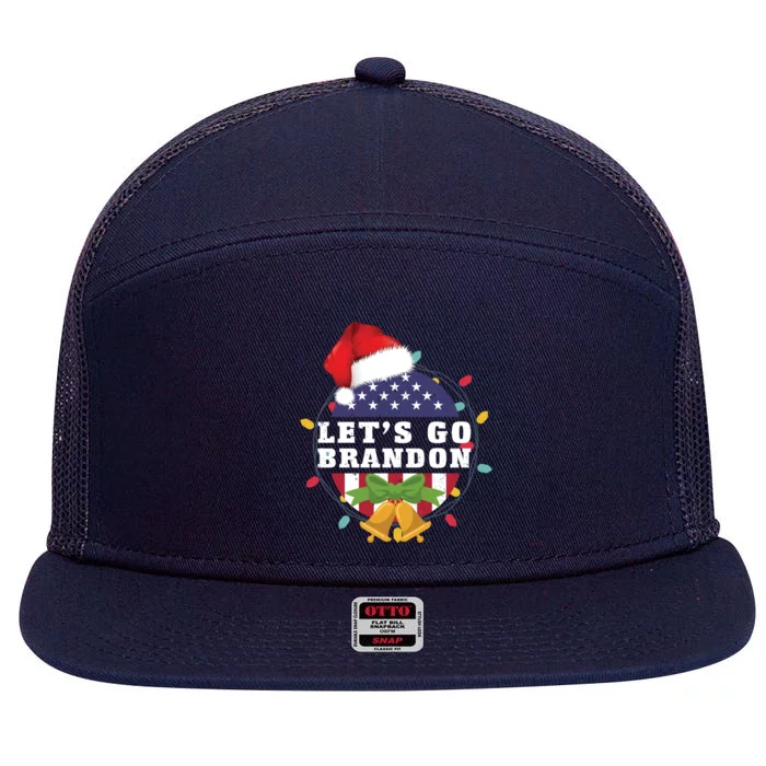 Lets Go Brandon Christmas Theme Gift 7 Panel Mesh Trucker Snapback Hat