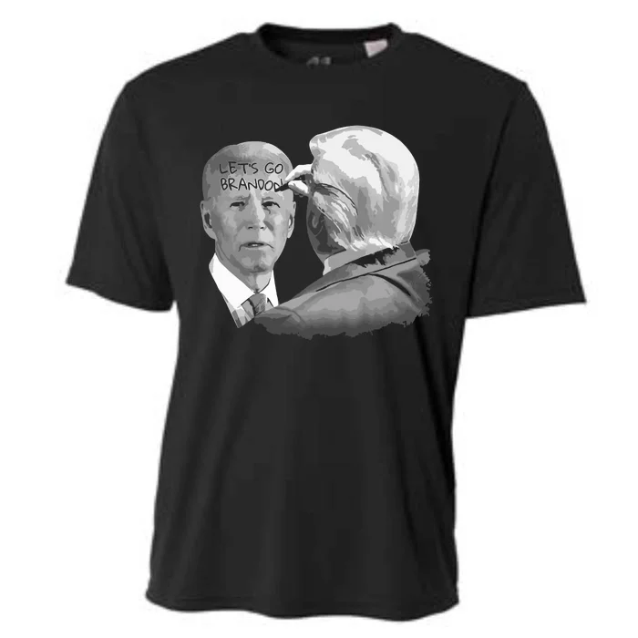 Lets Go Brandon Trump Writes On Bidens Forehead Cooling Performance Crew T-Shirt