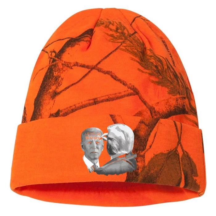 Lets Go Brandon Trump Writes On Bidens Forehead Kati - 12in Camo Beanie