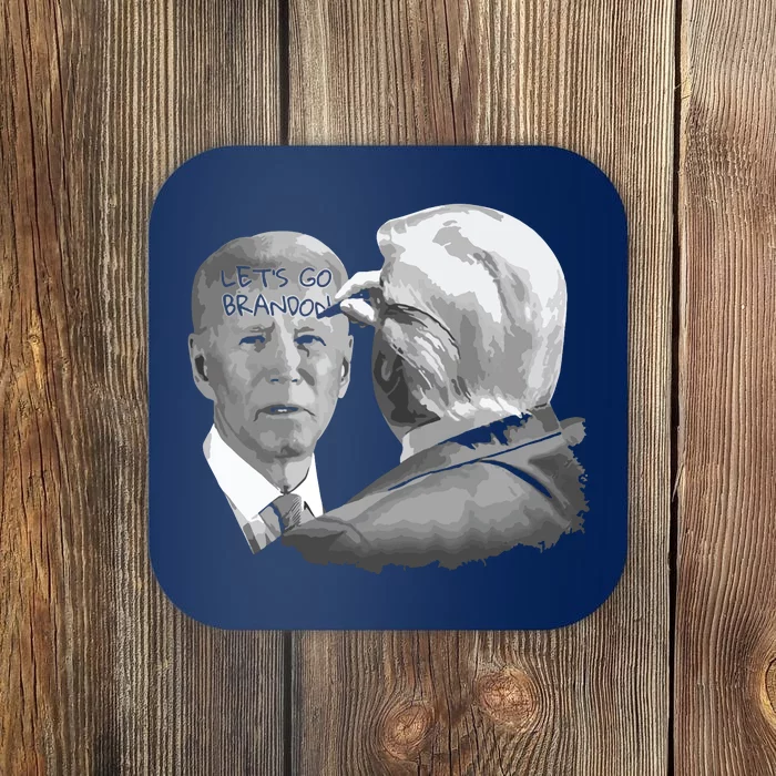 Lets Go Brandon Trump Writes On Bidens Forehead Coaster