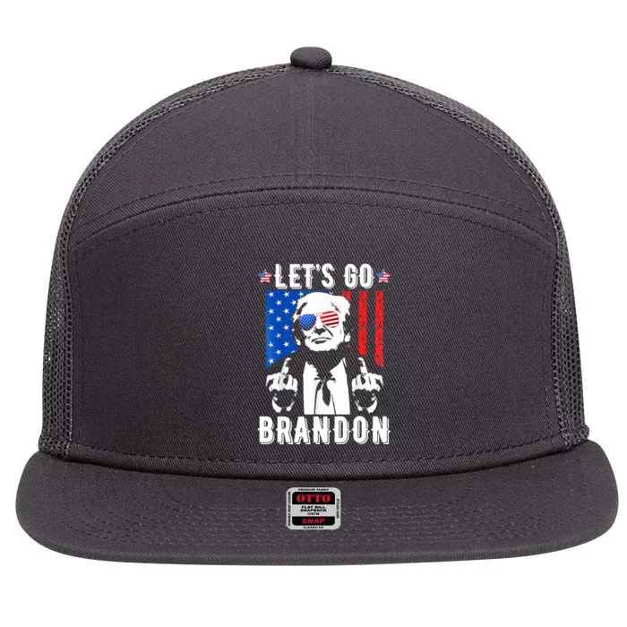 Let’S Go Brandon Trump Middle Finger Flag 7 Panel Mesh Trucker Snapback Hat