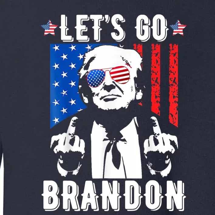 Let’S Go Brandon Trump Middle Finger Flag Toddler Sweatshirt