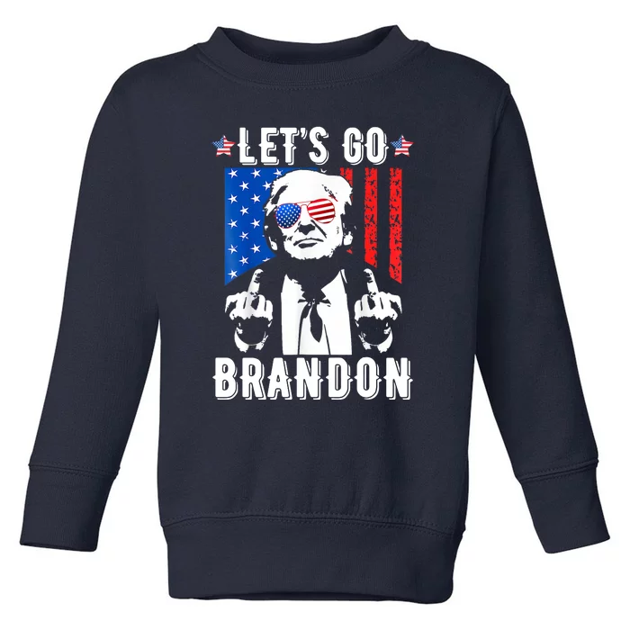 Let’S Go Brandon Trump Middle Finger Flag Toddler Sweatshirt