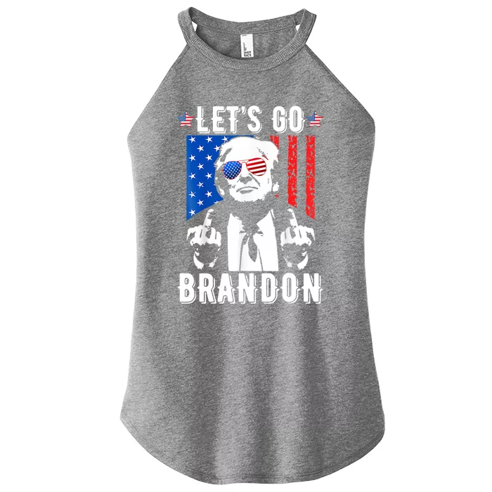 Let’S Go Brandon Trump Middle Finger Flag Women’s Perfect Tri Rocker Tank