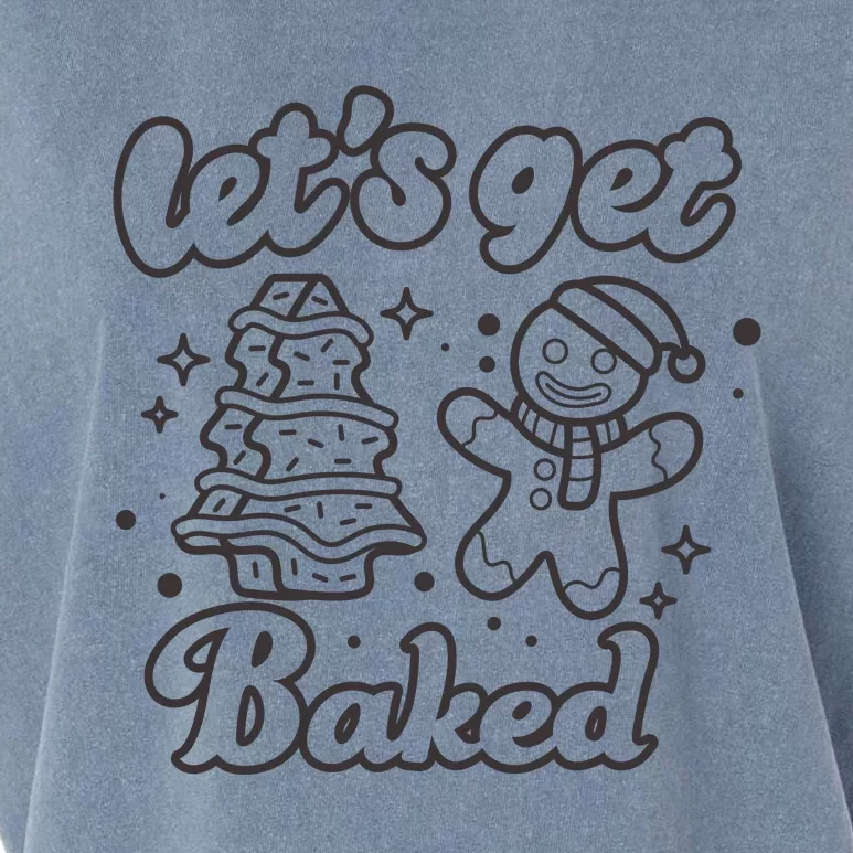 Lets Get Baked Funny Christmas Gingerbread Garment-Dyed Women's Muscle Tee