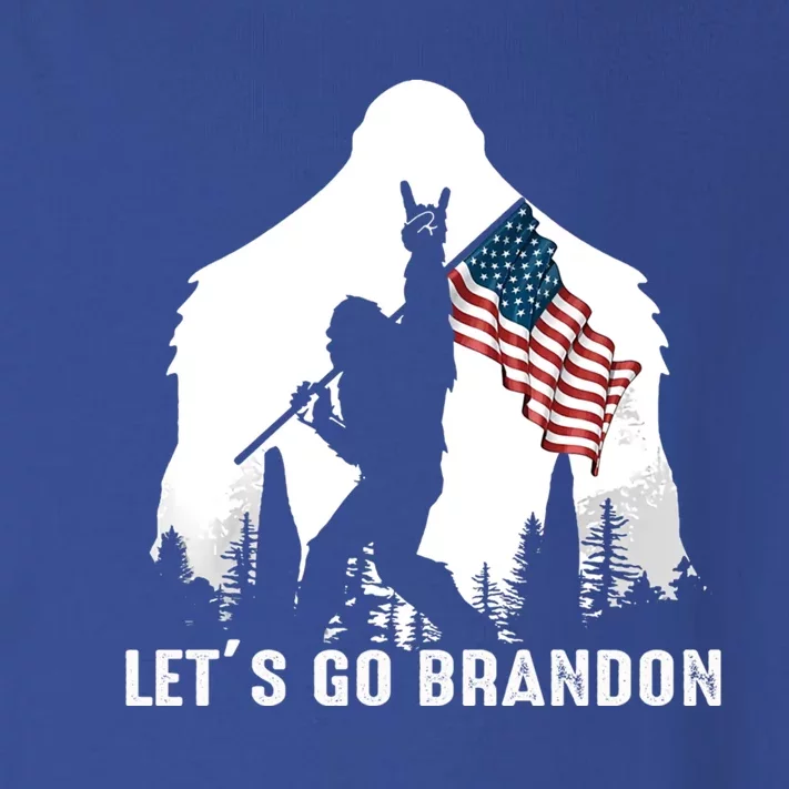 LetS Go Brandon Bigfoot Sasquatch With America Flag Gift Toddler Long Sleeve Shirt