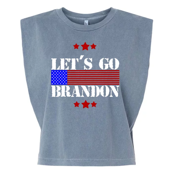 Let's Go Brandon Biden Chant USA Flag Garment-Dyed Women's Muscle Tee