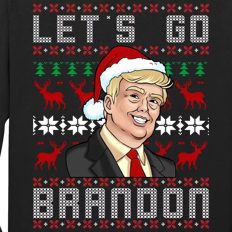 Let's Go Brandon Pro Trump Impeach 46 FJB Biden Ugly Christmas Long Sleeve Shirt