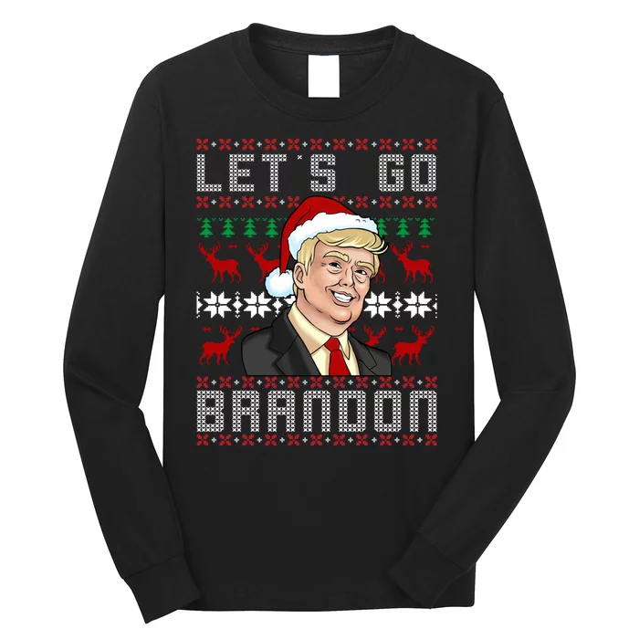 Let's Go Brandon Pro Trump Impeach 46 FJB Biden Ugly Christmas Long Sleeve Shirt