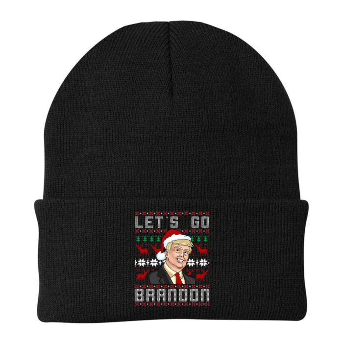 Let's Go Brandon Pro Trump Impeach 46 FJB Biden Ugly Christmas Knit Cap Winter Beanie