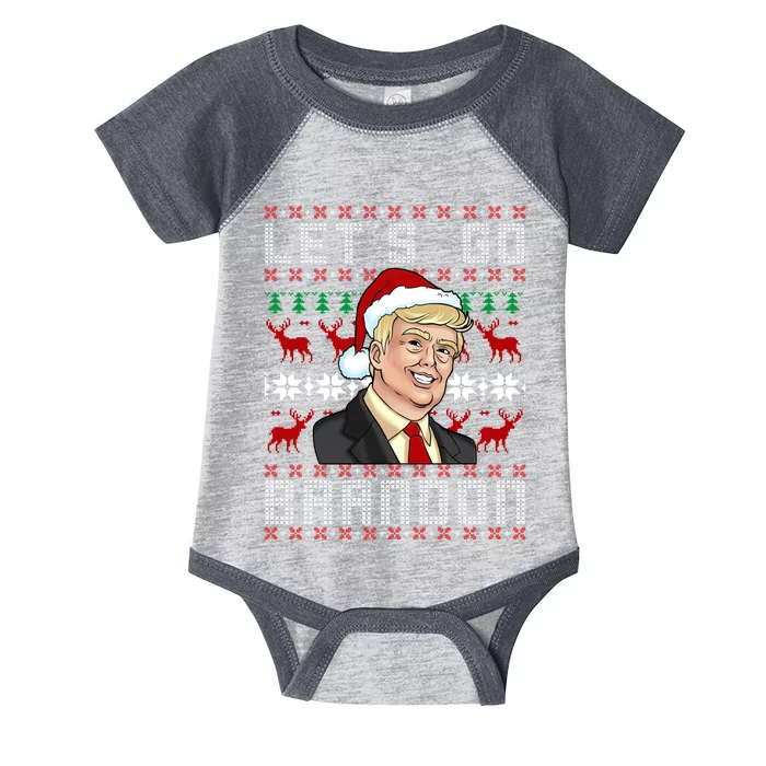 Let's Go Brandon Pro Trump Impeach 46 FJB Biden Ugly Christmas Infant Baby Jersey Bodysuit