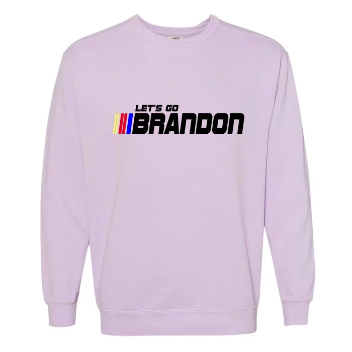 Let's Go Brandon Biden Chant Racing Fan Logo Garment-Dyed Sweatshirt