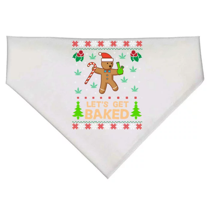 Lets Get Baked Ugly Gift Weed Christmas Gift Xmas USA-Made Doggie Bandana