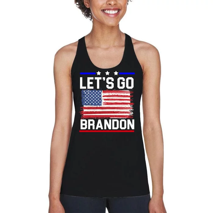 Let's Go Brandon Biden Chant American Flag Women's Racerback Tank