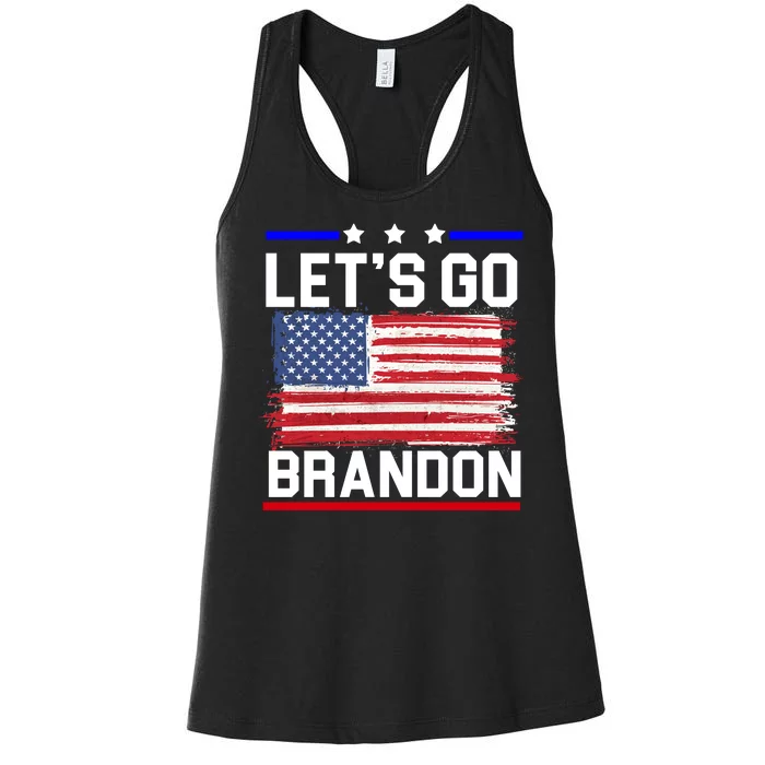 Let's Go Brandon Biden Chant American Flag Women's Racerback Tank