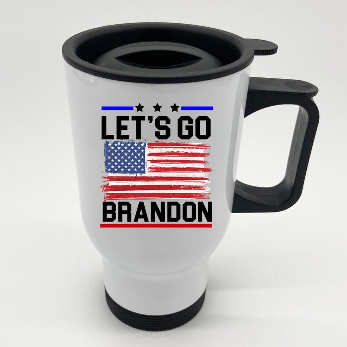 Let's Go Brandon Biden Chant American Flag Front & Back Stainless Steel Travel Mug