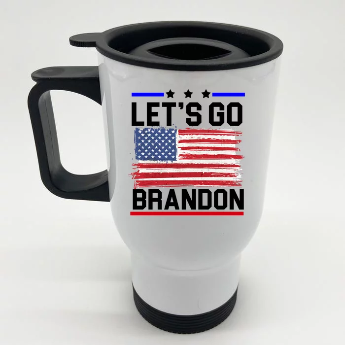 Let's Go Brandon Biden Chant American Flag Front & Back Stainless Steel Travel Mug