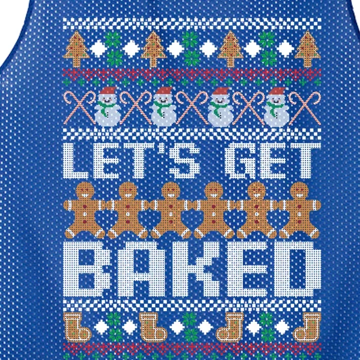 Lets Get Baked Ugly Christmas Gift Holiday Cookie Gift Mesh Reversible Basketball Jersey Tank