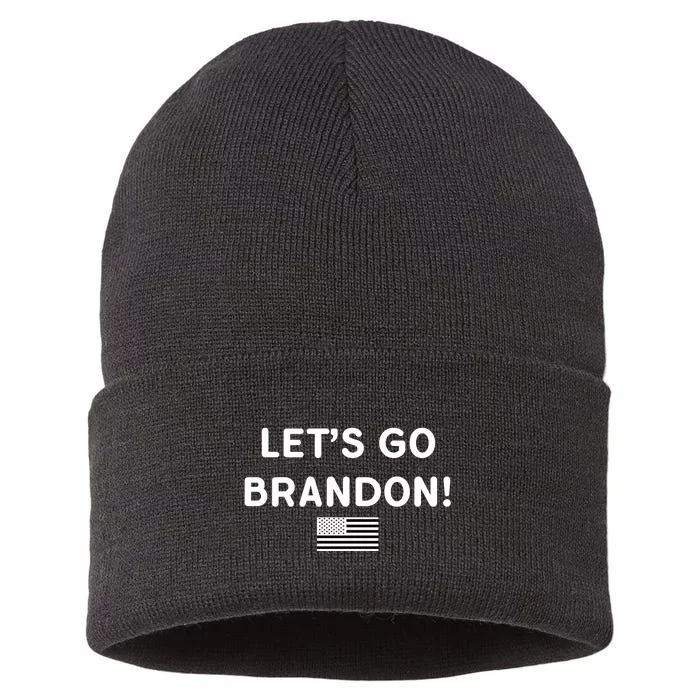 Let's Go Brandon Biden Chant Grey Style USD Flag Sustainable Knit Beanie