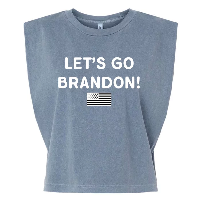 Let's Go Brandon Biden Chant Grey Style USD Flag Garment-Dyed Women's Muscle Tee