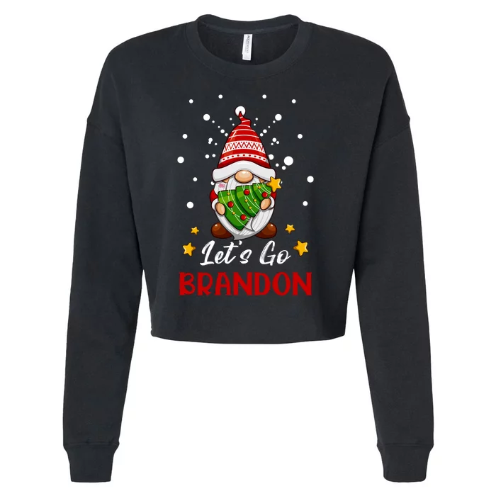 Let’s Go Braden Brandon Funny Gnome Christmas Ugly Sweater Cropped Pullover Crew