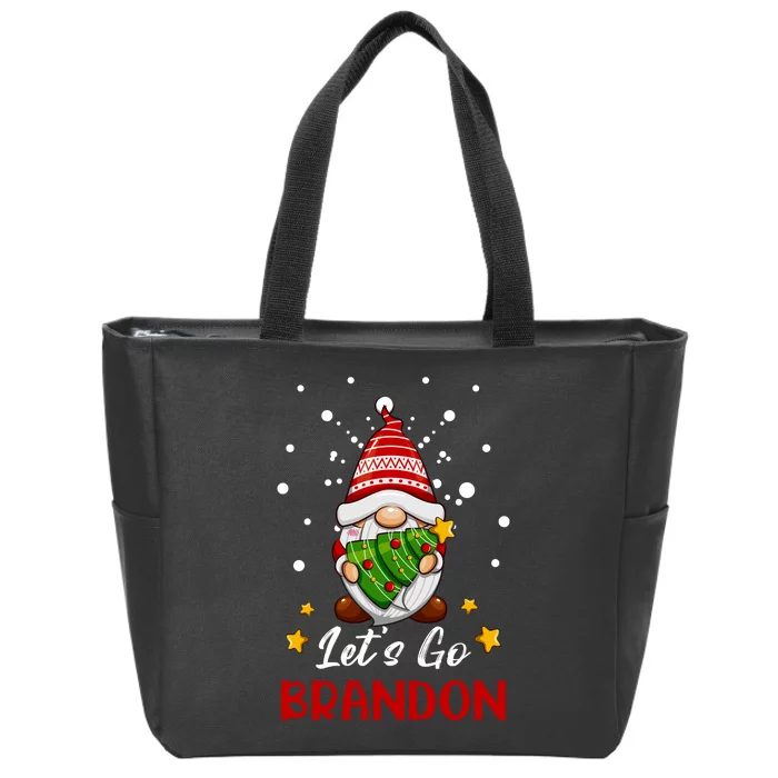 Let’s Go Braden Brandon Funny Gnome Christmas Ugly Sweater Zip Tote Bag