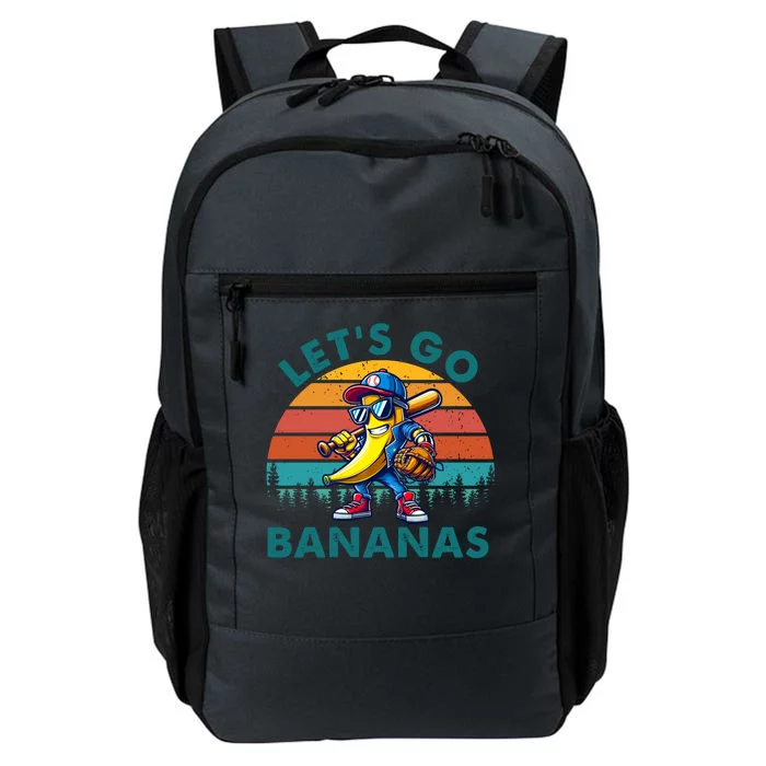 Lets Go Bananas Baseball Player Retro Sunset Daily Commute Backpack