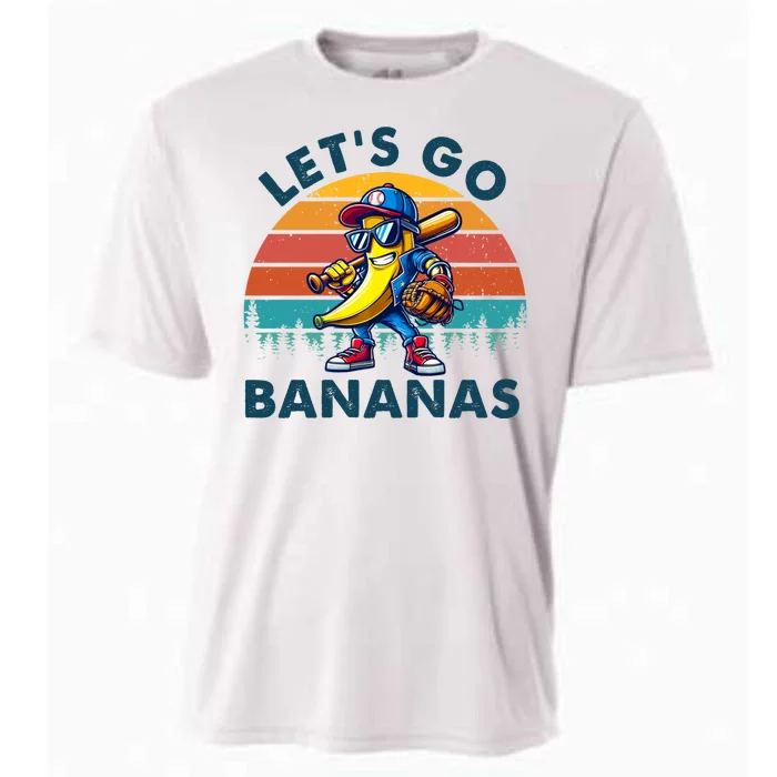 Lets Go Bananas Baseball Player Retro Sunset Cooling Performance Crew T-Shirt