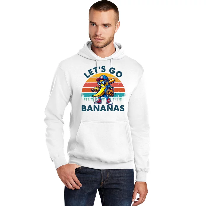 Lets Go Bananas Baseball Player Retro Sunset Hoodie