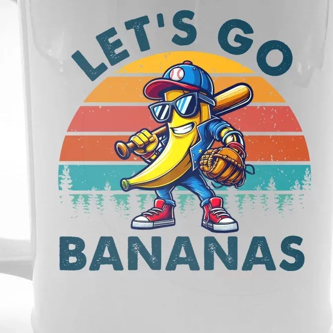 Lets Go Bananas Baseball Player Retro Sunset Front & Back Beer Stein