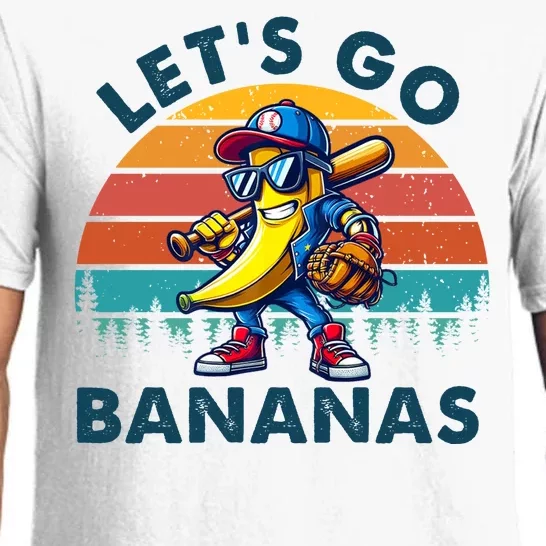 Lets Go Bananas Baseball Player Retro Sunset Pajama Set