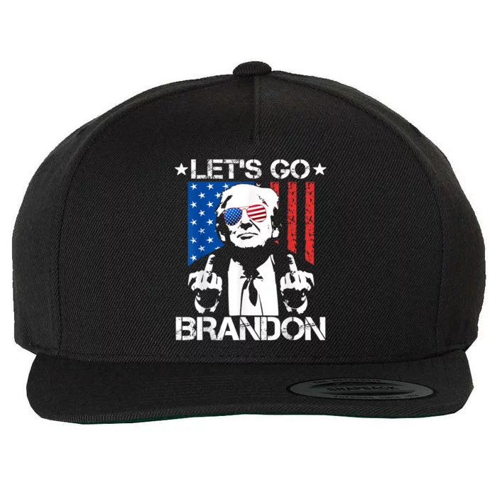 Let's Go Brandon Trump Middle Finger Flag Wool Snapback Cap