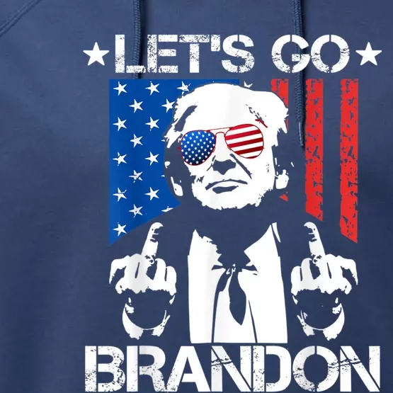 Let's Go Brandon Trump Middle Finger Flag Performance Fleece Hoodie