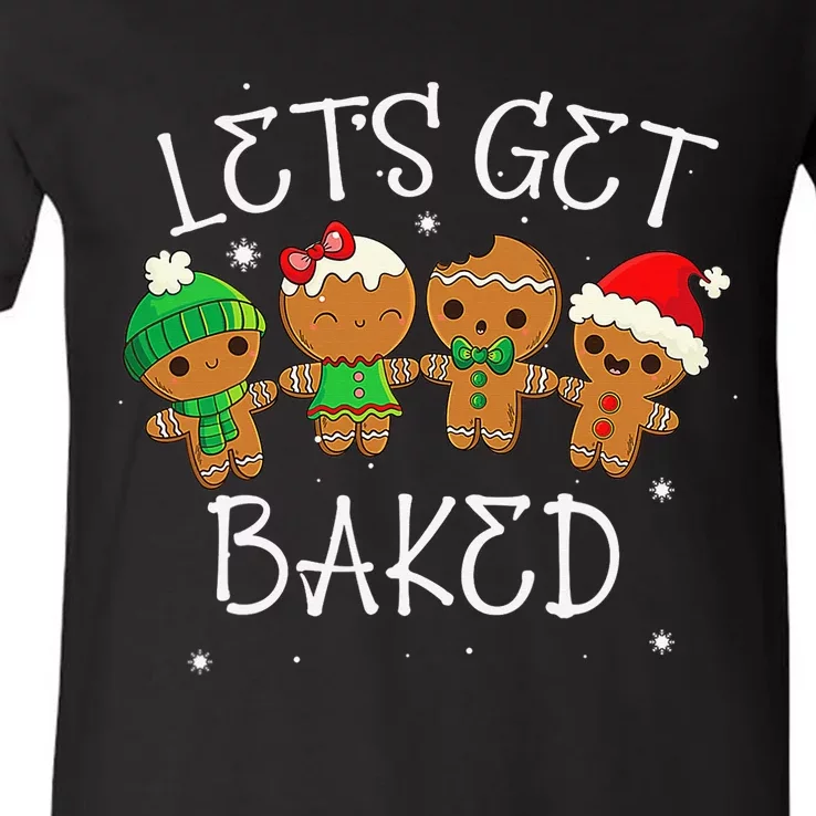 Lets Get Baked Cookie Weed Xmas Ugly Christmas Sweater V-Neck T-Shirt