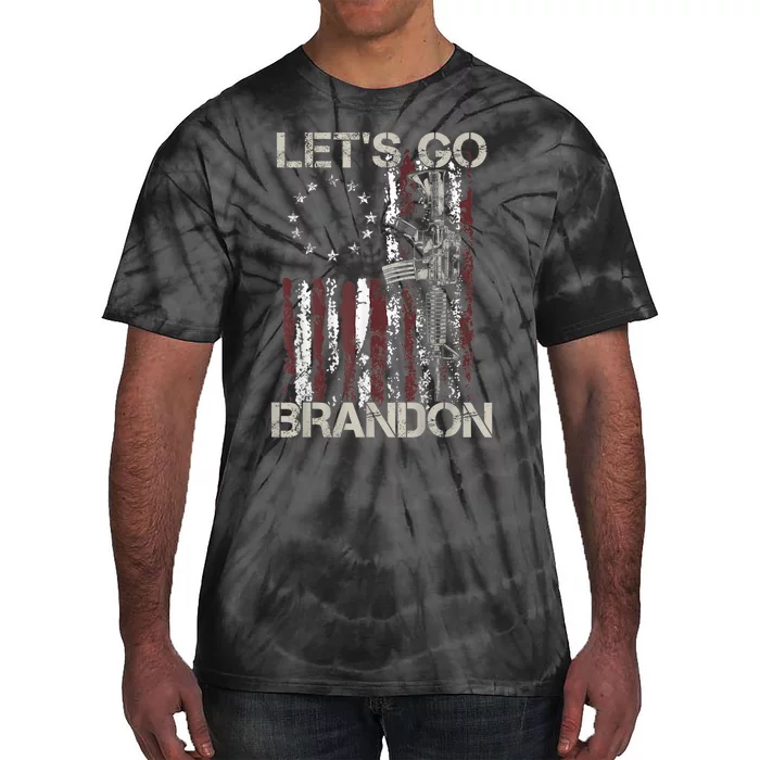 Lets Go Brandon Gun American Flag Patriots Let's Go Brandon Tie-Dye T-Shirt